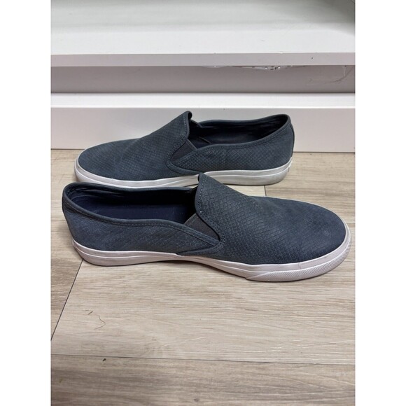 TORY BURCH Floyd WMNs 10 Slip On Blue Leather Embossed Snake Sneaker Shoes - Picture 1 of 7